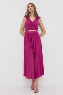 Sukienki - Max&Co sukienka kolor fioletowy maxi rozkloszowana - - grafika 1