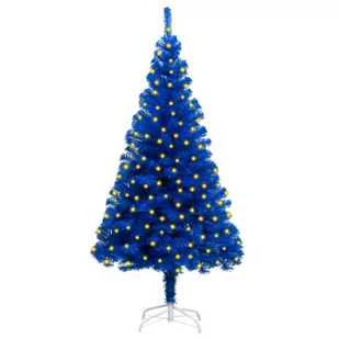 vidaXL Sztuczna choinka ze stojakiem i LED, niebieska, 150 cm, PVC vidaXL - Choinki - miniaturka - grafika 1
