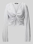 Bluzki damskie - Bluzka z plisowanego materiału z długim rękawem i wiązanym detalem model ‘PLIS' - miniaturka - grafika 1
