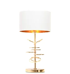 Lumina Deco MILARI elegancka lampa nocna złota z białym abażurem styl glamour - Lampy stojące - miniaturka - grafika 1