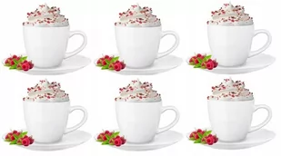 Komplet 6 Białych Ceramicznych Filiżanek Ze Spodkami Bruno 230ml - Filiżanki - miniaturka - grafika 1