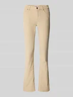 Spodnie damskie - Spodnie sztruksowe o rozkloszowanym kroju z mieszanki bawełny model ‘MARY’ - miniaturka - grafika 1