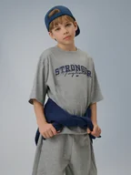 Koszulki dla chłopców - 4F T-shirt loose z nadrukiem chłopięcy - szary 158/164 (12-14 lat) - miniaturka - grafika 1