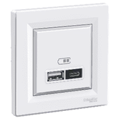 Gniazdka elektryczne - Gniazdo ładowania USB Schneider Asfora EPH2700321 podtynkowe A+C 2,4A z ramką białe - miniaturka - grafika 1