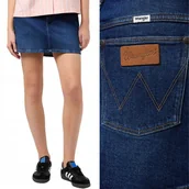 Spódnice - Wrangler DENIM SKIRT Mid Shade KRÓTKA TRAPEZOWA JEANSOWA MINI SPÓDNICA S - miniaturka - grafika 1