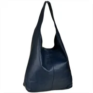 Plecaki worki - Torebka worek skórzana granat shopper - miniaturka - grafika 1