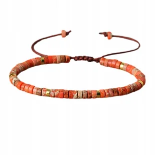 Bransoletka Kamień Naturalny Pomarańczowy Jaspis Morski 2 x 4 mm Regulowany - Bransoletki - miniaturka - grafika 1