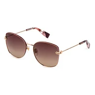 Okulary przeciwsłoneczne - Furla Damskie okulary przeciwsłoneczne Sfu457n, błyszczące różowe złoto, z kol.parts, 56 - miniaturka - grafika 1