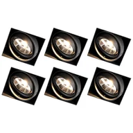 Oprawy, klosze i abażury - QAZQA Zestaw 6 reflektorów wpuszczanych czarnych GU10 AR70 bez wykończenia - Oneon - miniaturka - grafika 1