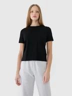 Koszulki i topy damskie - 4F T-shirt regular gładki bawełniany damski 4FWSS25TTSHF1991-20S Czarny Roz. XS - miniaturka - grafika 1