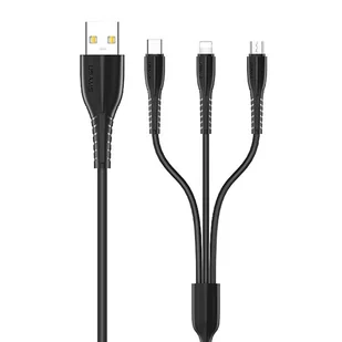USAMS Kabel U35 3w1 1m 2A Fast Charge czarny/black (lightning/microUSB/USB-C) SJ367USB01 (US-SJ367) - Kable USB - miniaturka - grafika 2