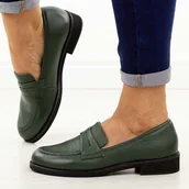 Mokasyny damskie - Zielone skórzane mokasyny damskie Sergio Leone 25112 - miniaturka - grafika 1