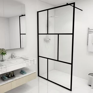 vidaXL Lumarko Ścianka prysznicowa z hartowanego szkła, czarna, 115 x 195 cm 149155 - Kabiny prysznicowe - miniaturka - grafika 1