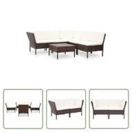 Meble ogrodowe - The Living Store 6-cz. zestaw wypoczynkowy do ogrodu - poduszki - rattan PE - brąz - Sofa Ogrodowa I Stolik - miniaturka - grafika 1