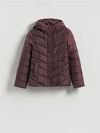 Kurtki damskie - Reserved - Pikowana kurtka z kapturem - mahoniowy - miniaturka - grafika 1