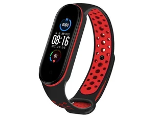 Sportowy pasek opaska Alogy do Xiaomi Mi Band 5 czarno-czerwony + 5x Folia Alogy - Akcesoria do smartwatchy - miniaturka - grafika 2