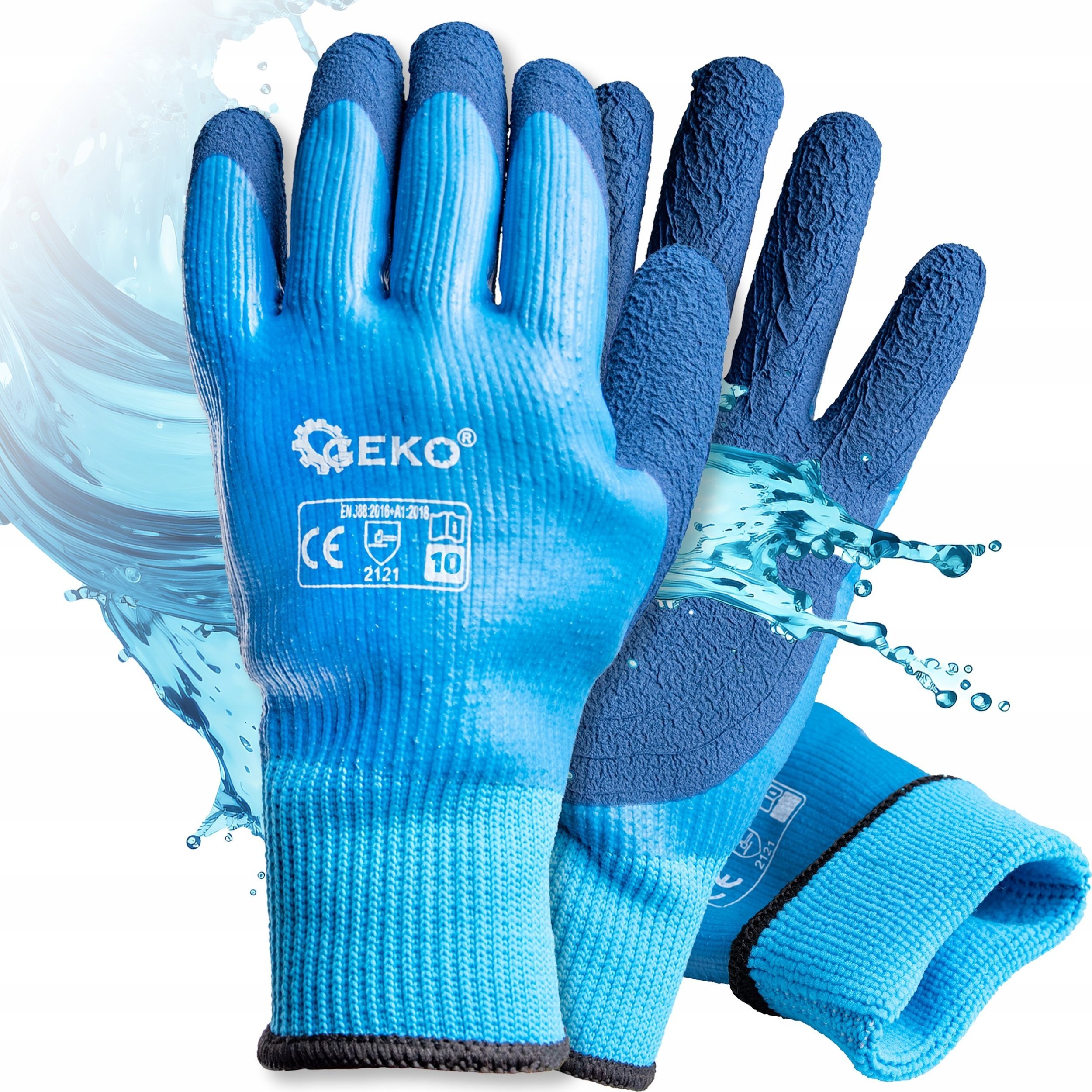 Geko Rękawice robocze wodoodporne ocieplane r. 10 /jersey – lateks/ 12/120
