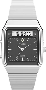 Zegarek Zegarek Timex TW2Y05900 Q Timex® 1982 Ana-Digi Reissue 33mm Stainless Steel Bracelet - Zegarki męskie - miniaturka - grafika 1
