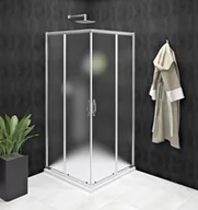 Kabiny prysznicowe - GELCO Kabina prysznicowa kwadratowa narożna SIGMA SIMPLY drzwi przesuwne 80x80x190 chrom szkło matowe BRICK z powłoką Coated Glass GS2480GS2480 - miniaturka - grafika 1