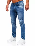 Spodnie męskie - Granatowe spodnie jeansowe męskie slim fit Denley 6767 - miniaturka - grafika 1