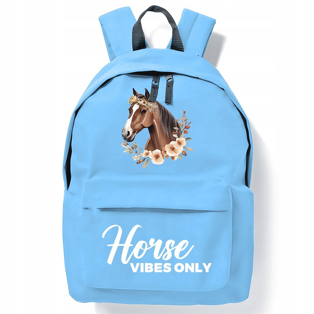 Szkolny Plecak Niebieski Horse Vibes Only Styl Modny Młodzieżowy Do Szkoły