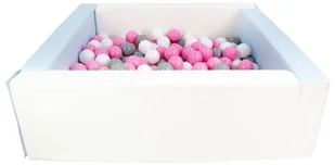 Kwadratowy suchy basen z ekoskóry z 200 piłeczkami (biały, niebieski (pastel)/biały, pudrowy róż, szary) - Suche baseny - miniaturka - grafika 1