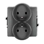 Gniazdka elektryczne - Karlik Gniazdo podwojne z uziemieniem do ramki DECO Soft - grafit - miniaturka - grafika 1