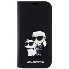 Karl Lagerfeld Pokrowiec PU Saffiano Karl and Choupette NFT na Apple iPhone 13 KLBKP13MSANKCPK Czarne