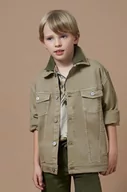 Kurtki i płaszcze dla chłopców - Mayoral kurtka jeansowa dziecięca kolor beżowy - miniaturka - grafika 1