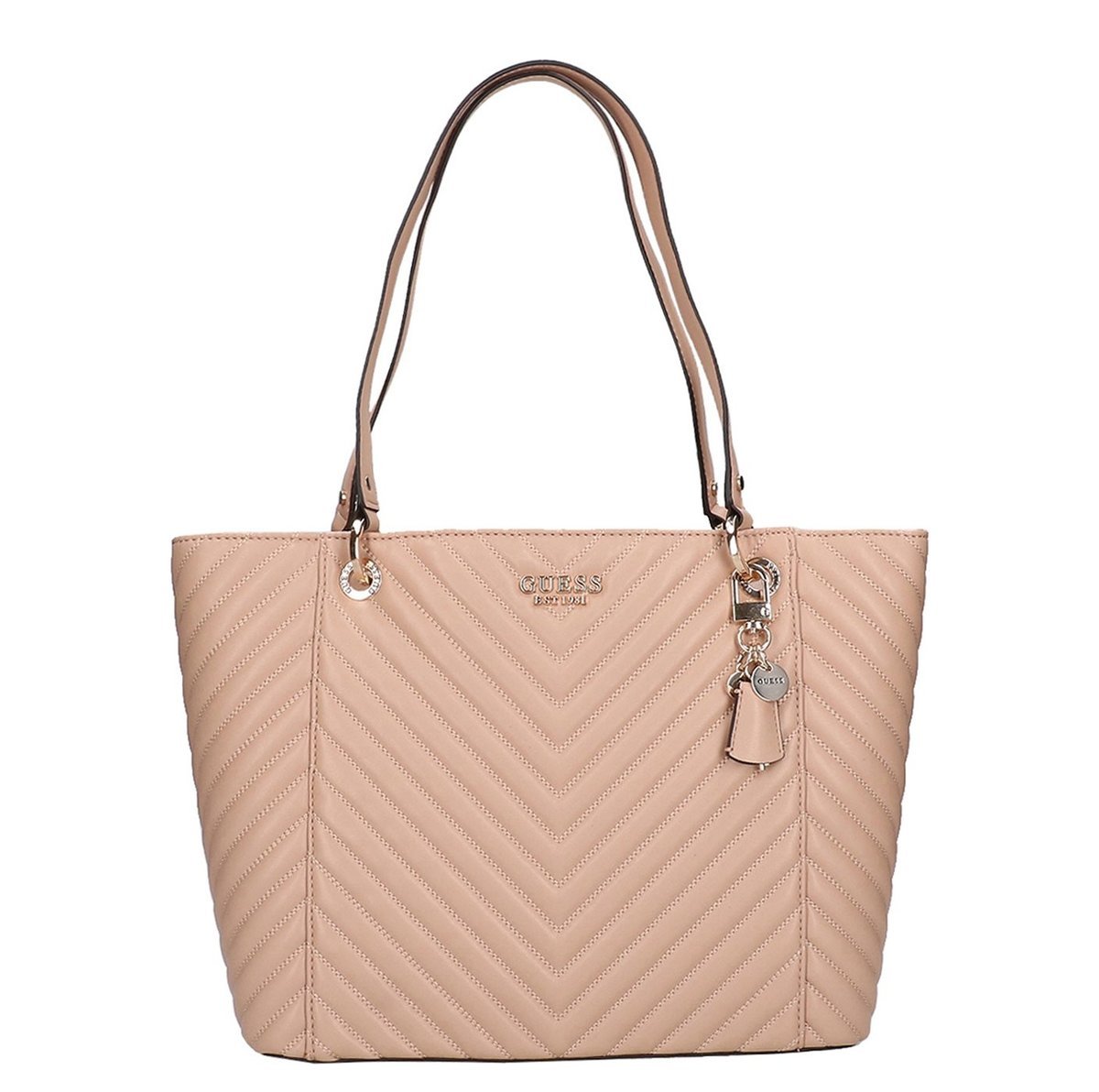 GUESS TOREBKA DAMSKA BEŻOWA SHOPPER NA ZAMEK 40/27/12 2GŁA