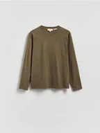 Koszulki męskie - Reserved - Longsleeve z merceryzowanej bawełny - zielony - miniaturka - grafika 1