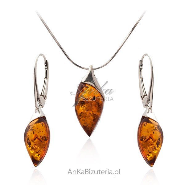 ankabizuteria.pl Komplet biżuteria srebrna z bursztynem