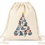 Plecaki worki - Worek Plecak Beżowy ŚWIĄTECZNA CHOINKA DERPY Prezent Mikołajki Pod Choinkę - miniaturka - grafika 1