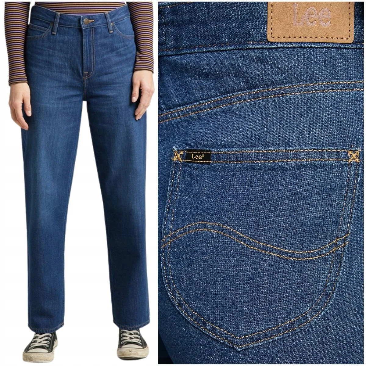 Lee Wide Leg Long wysokie szerokie damskie spodnie jeansowe palazzo W28 L31