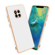 Etui i futerały do telefonów - Pokrowiec Do Huawei MATE 20 PRO Etui w Glossy Biały - Złoto TPU Silikonowe Obudowa Case Cover Cadorabo - miniaturka - grafika 1