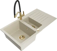 Zlewozmywaki z baterią - Mexen Matias zlewozmywak granitowy 1,5-komorowy z ociekaczem i baterią kuchenną Duo, beżowy - 6502-69-671701-57-G - miniaturka - grafika 1