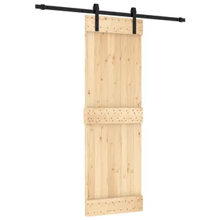 Drzwi przesuwne z osprzętem, 70x210 cm, lite drewno sosnowe 8721012080263 - Drzwi wewnętrzne - miniaturka - grafika 3