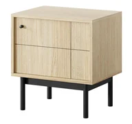 Szafki nocne - Szafka Nocna Japandi S54 Czarny / Dąb Linea - miniaturka - grafika 1