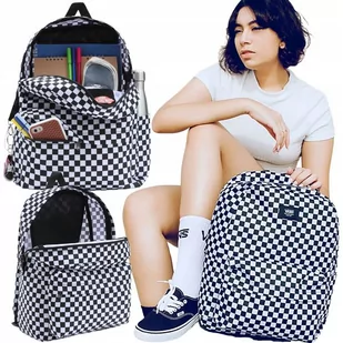 Vans Plecak Old Skool Check Klasyczny Pojemny Sportowy Szkolny Miejski - Plecaki szkolne i tornistry - miniaturka - grafika 1