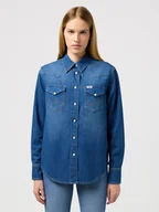 Koszule damskie - Koszula damska jeansowa Wrangler 112350625 XS Niebieska (5401019851273) - miniaturka - grafika 1