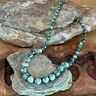 Naszyjniki - VINTAGE - Agat mszysty, korale od Babci Agaty - miniaturka - grafika 1