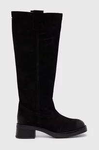 Steve Madden kozaki zamszowe Banner damskie kolor czarny na płaskim obcasie SM11003092 - Kozaki damskie - miniaturka - grafika 1