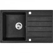 Zlewozmywaki - LAVEO SBM 711T MARGARITA Zlewozmywak granitowy 1 komora z ociekaczem Wymiary: 490x790x190 mmKolor: czarnyW zestawie z syfonem Space Saving i korkiem automatycznym - miniaturka - grafika 1