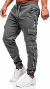 Spodnie sportowe męskie - Szare bojówki spodnie męskie joggery dresowe Denley JX8715 - miniaturka - grafika 1