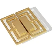 Zawiasy, okucia i inne akcesoria - 2 szt. uchwytów do szuflady szafki RTV, elegancki, stop cynku, nowoczesny, chiński, pomyślny wzór, odległość między otworami: 32 mm, kolor złoty - miniaturka - grafika 1