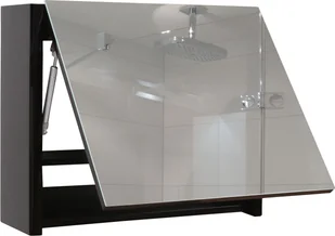 Szafka z lustrem HWC-B19, lustro ścienne łazienkowe lustro łazienkowe, na zawiasach wysoki połysk 48x79cm ~ czarny - Szafki łazienkowe - miniaturka - grafika 1