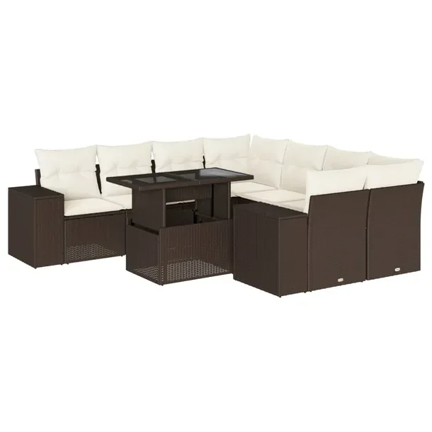 Zestaw mebli ogrodowych z brązowego rattan PE, 62 x 62 x 69 cm