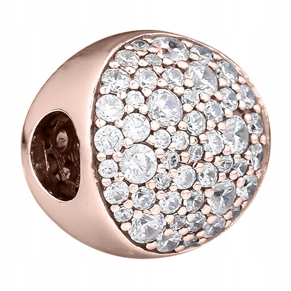 Charms różowe złoto Cyrkonia Kółko Kamienie 925