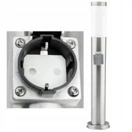 Lampy ogrodowe - Lampa Ogrodowa Zewnętrzna E27 SREBRNY SŁUPEK 65cm z Gniazdem 230V - miniaturka - grafika 1