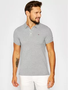 Koszulki męskie - Tommy Jeans Polo DM0DM04266 Szary Slim Fit - grafika 1